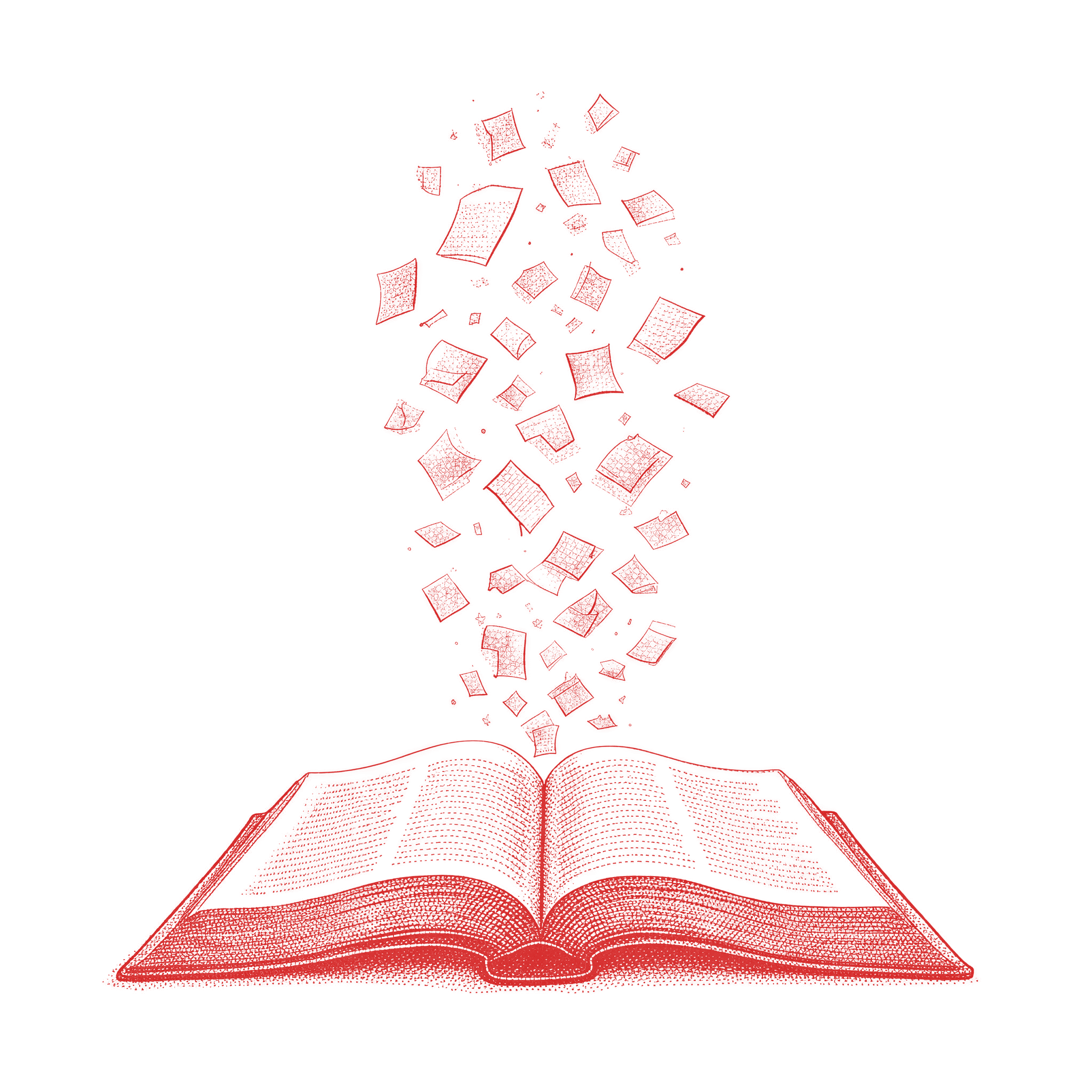 Pages lift and drift upward from an open book, gathering
